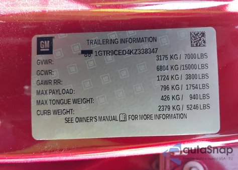 2019 GMC Sierra 1500 Elevation from USA, damaged, VIN 1GTR9CED4KZ338347